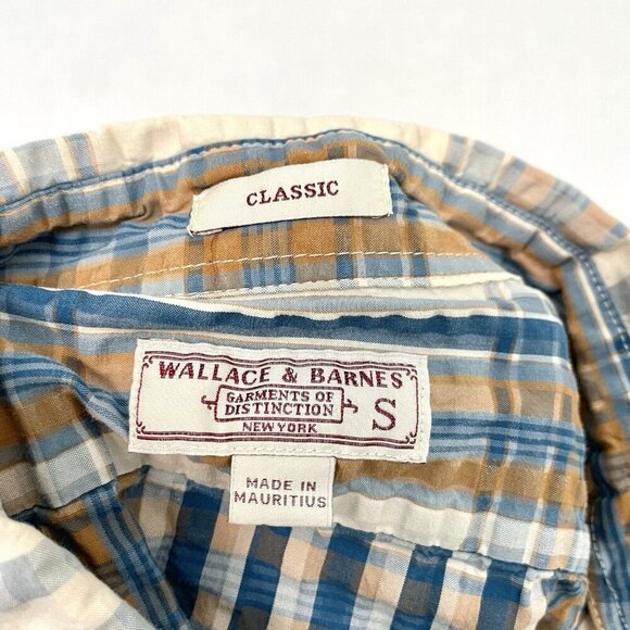 J Crew Wallace Barnes Classic Seersucker Plaid Long Sleeve Button Shirt sz Small - Picture 5 of 6